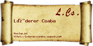 Lóderer Csaba névjegykártya